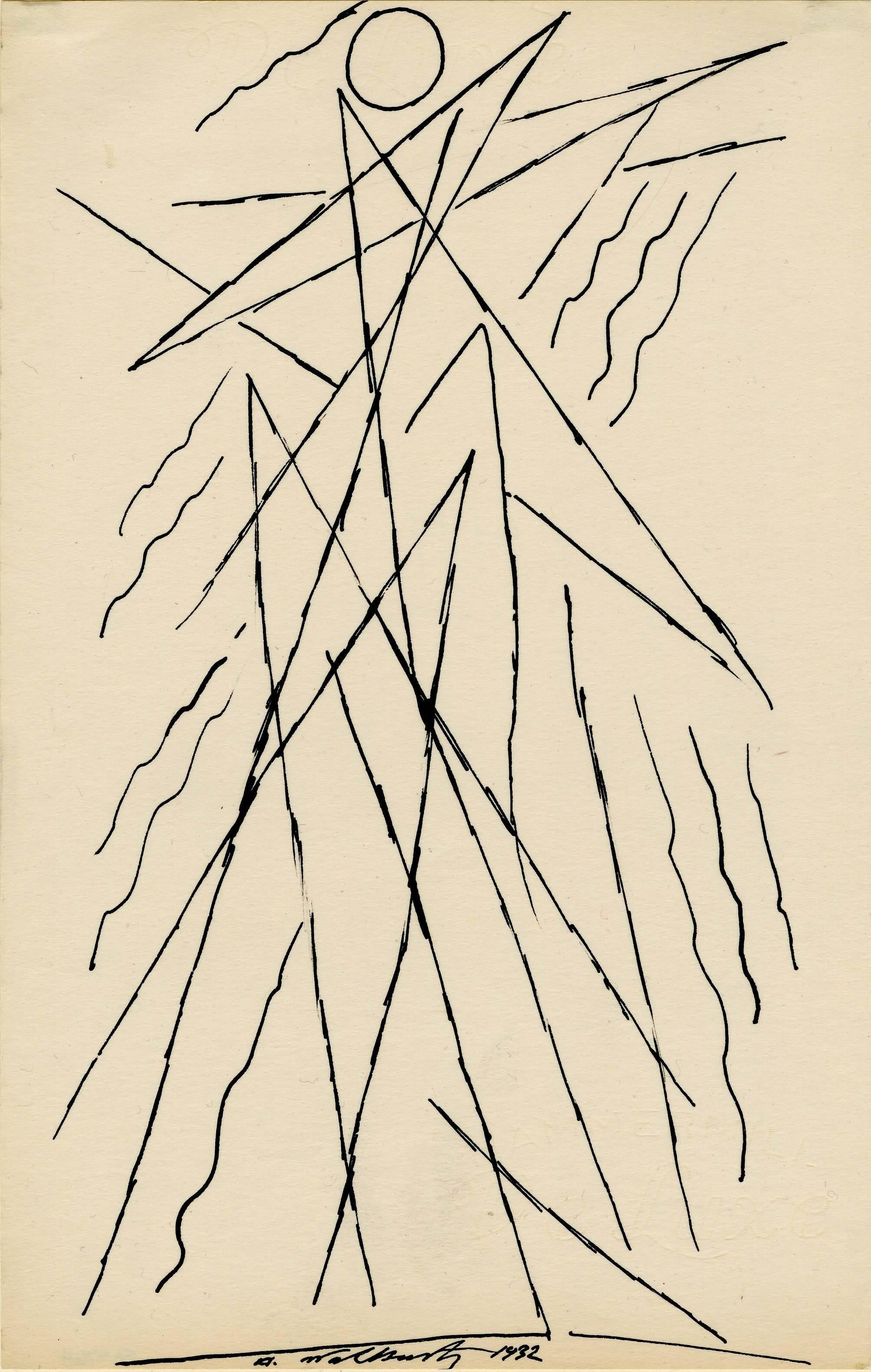 Abraham Walkowitz Abstract Drawing – Abstraktion