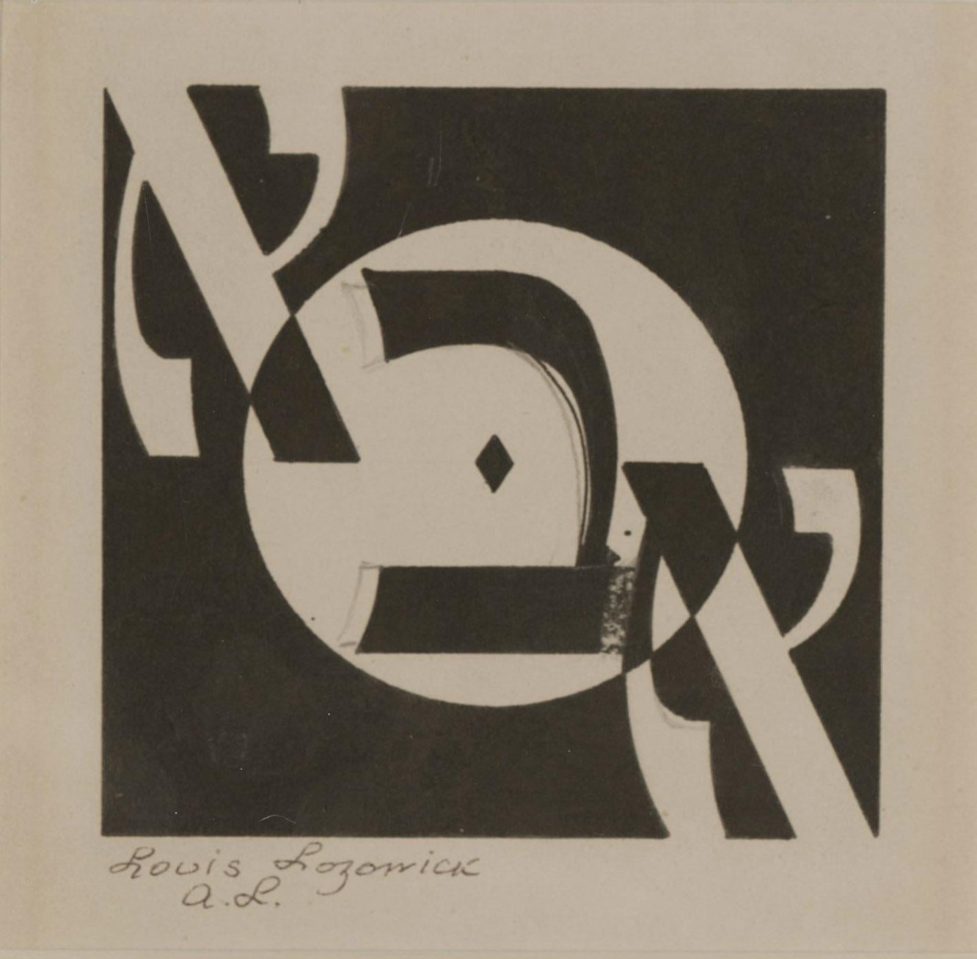 Louis Lozowick Abstract Drawing - Hai (Abba) (Hebrew translation: Hey Father)
