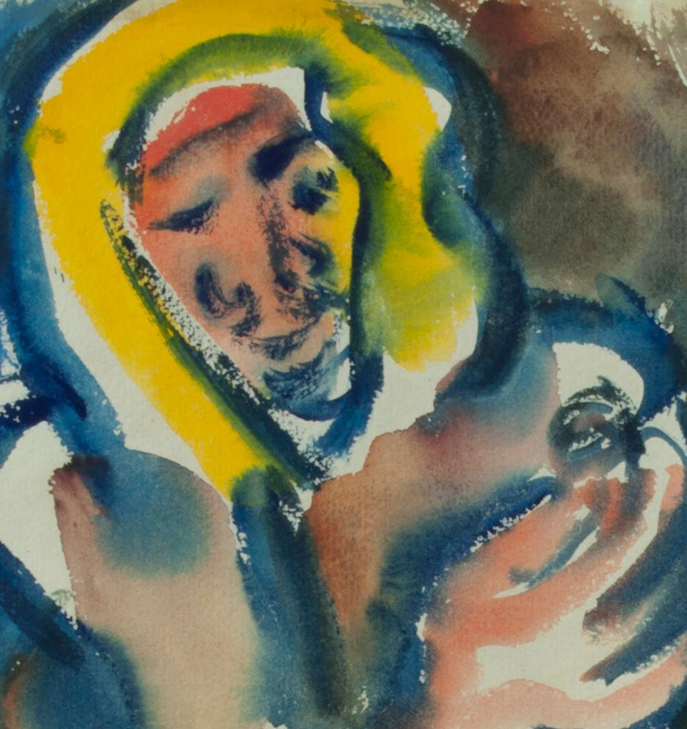 Watercolor on paper
Most probably related to the artist's creation of images surrounding Haggadah (Passover) which he started in 1930 and finished with the publication of his book in 1965.
Note: Many of the illustrations in Shahn’s Haggadah were