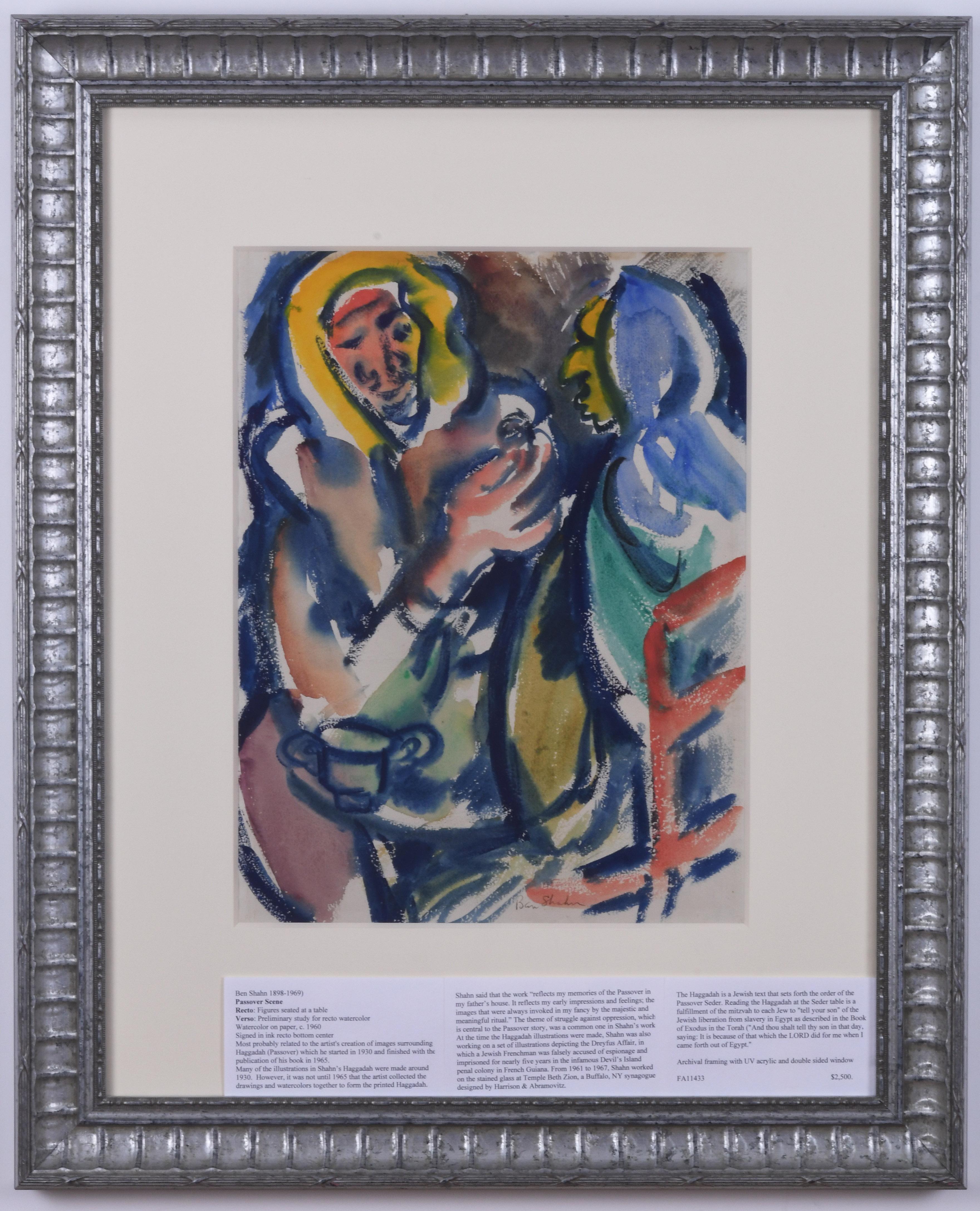 Untitled (Double sided watercolor)  Recto: Figures seated at a table  For Sale 7