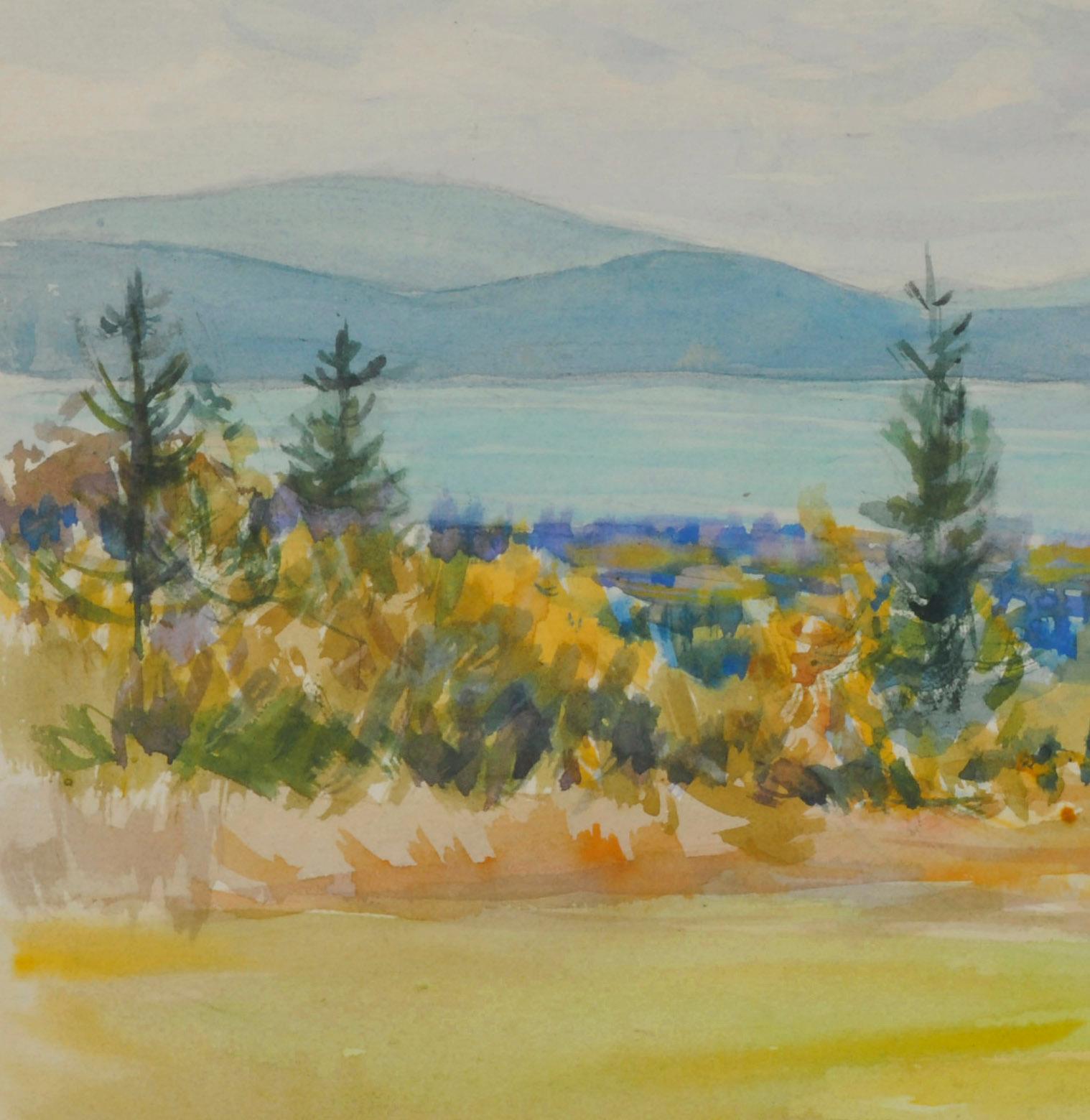 West Gouldsboro (Looking Across Mt. Desert Narrows) - American Impressionist Art by Greta Allen