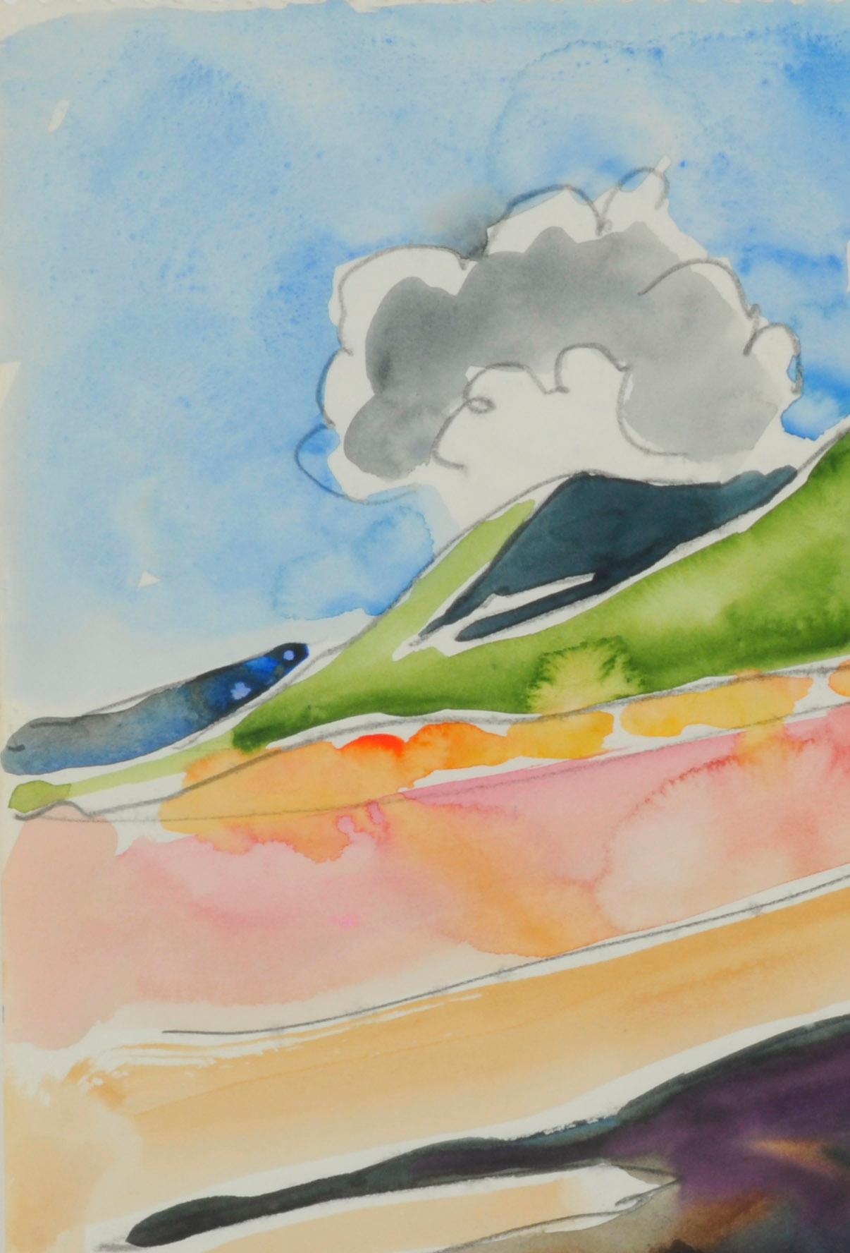 Mountain and Sky, Deer Island, Maine
Watercolor on paper, 1985
Signed in ink lower right corner
From the artist's 1985 sketchbook
Done while at their summer home in Deer Island, Maine.
Condition: Excellent
Image/Sheet size: 13 5/8 x 17