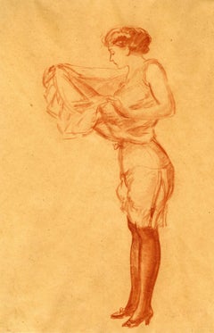 Antique Woman Pulling on a Slip
