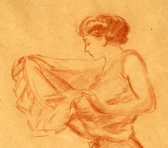Woman Pulling on a Slip