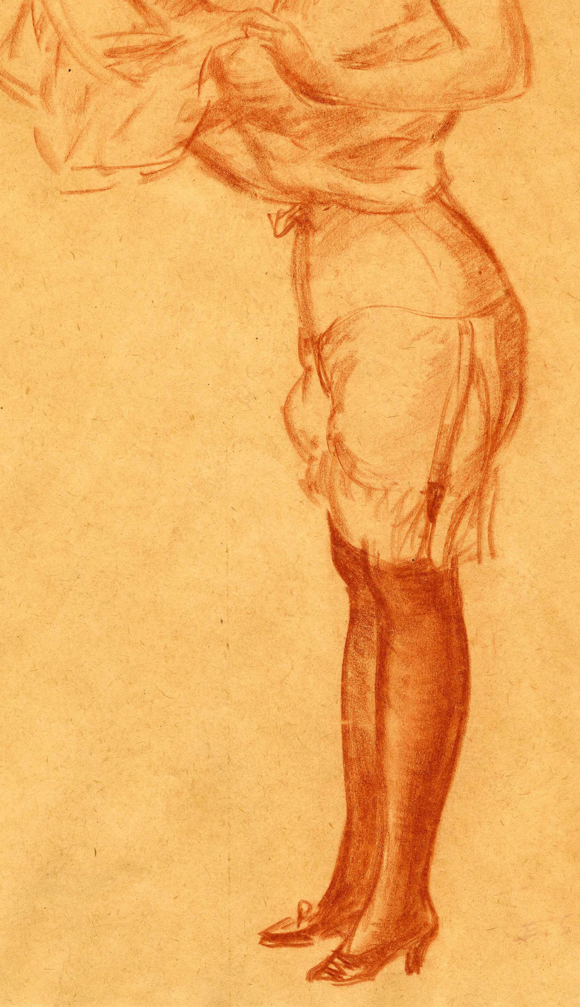 Frau, die an einem Slip zieht (Ashcan School), Art, von Everett Shinn