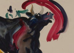 Bull engaging the muleta (Bull Fight)