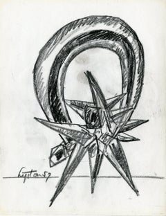 Vintage Preliminary drawing for the sculpture Diadem