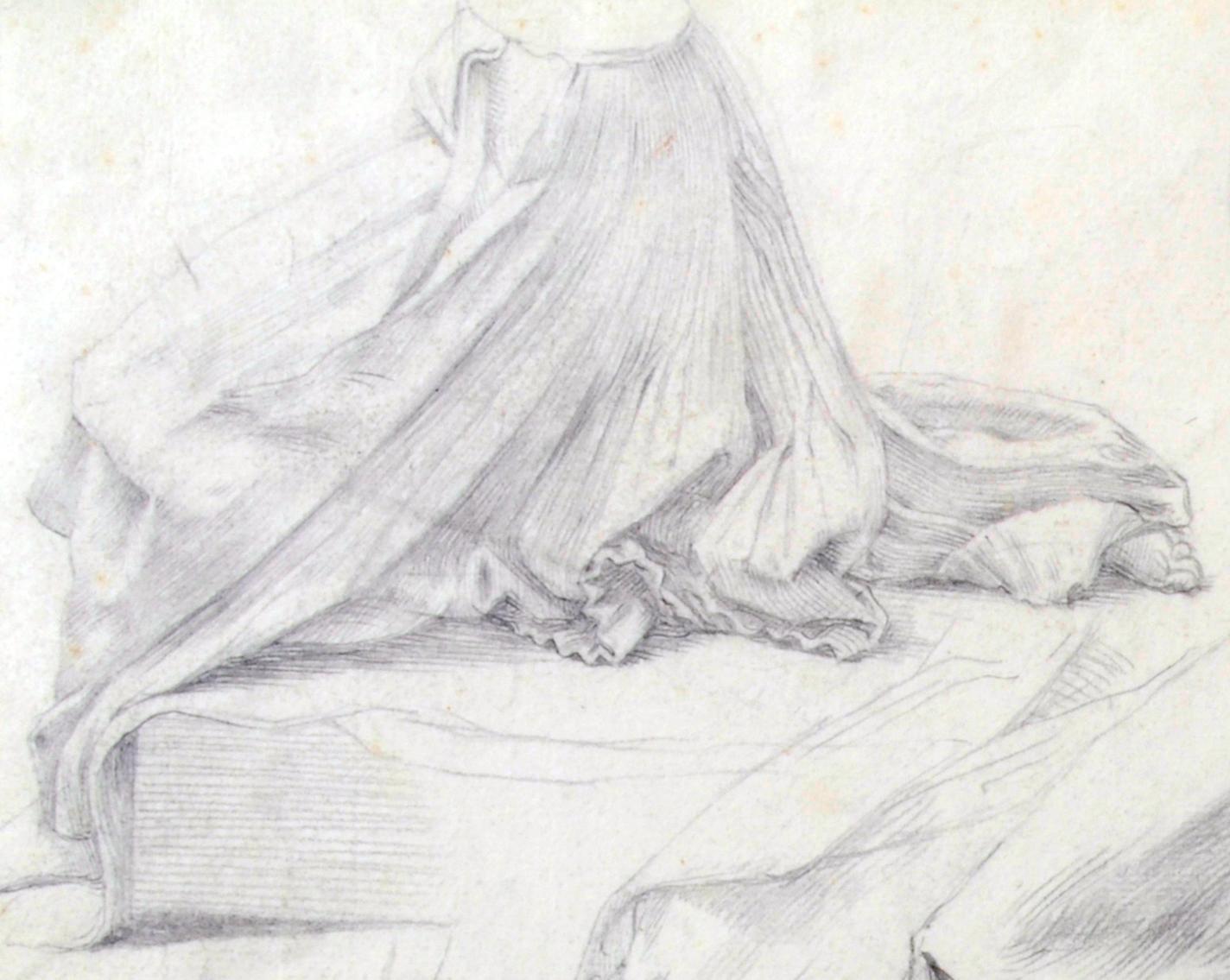 Studies for a historic scene painting
Graphite on paper, c. 1860's
Sheet size: 12 3/8 x 19 inches
Unsigned
Provenance: J S Maas & Co., London (see label)
                      Denys Sutton, London, noted art historian and scholar
                   