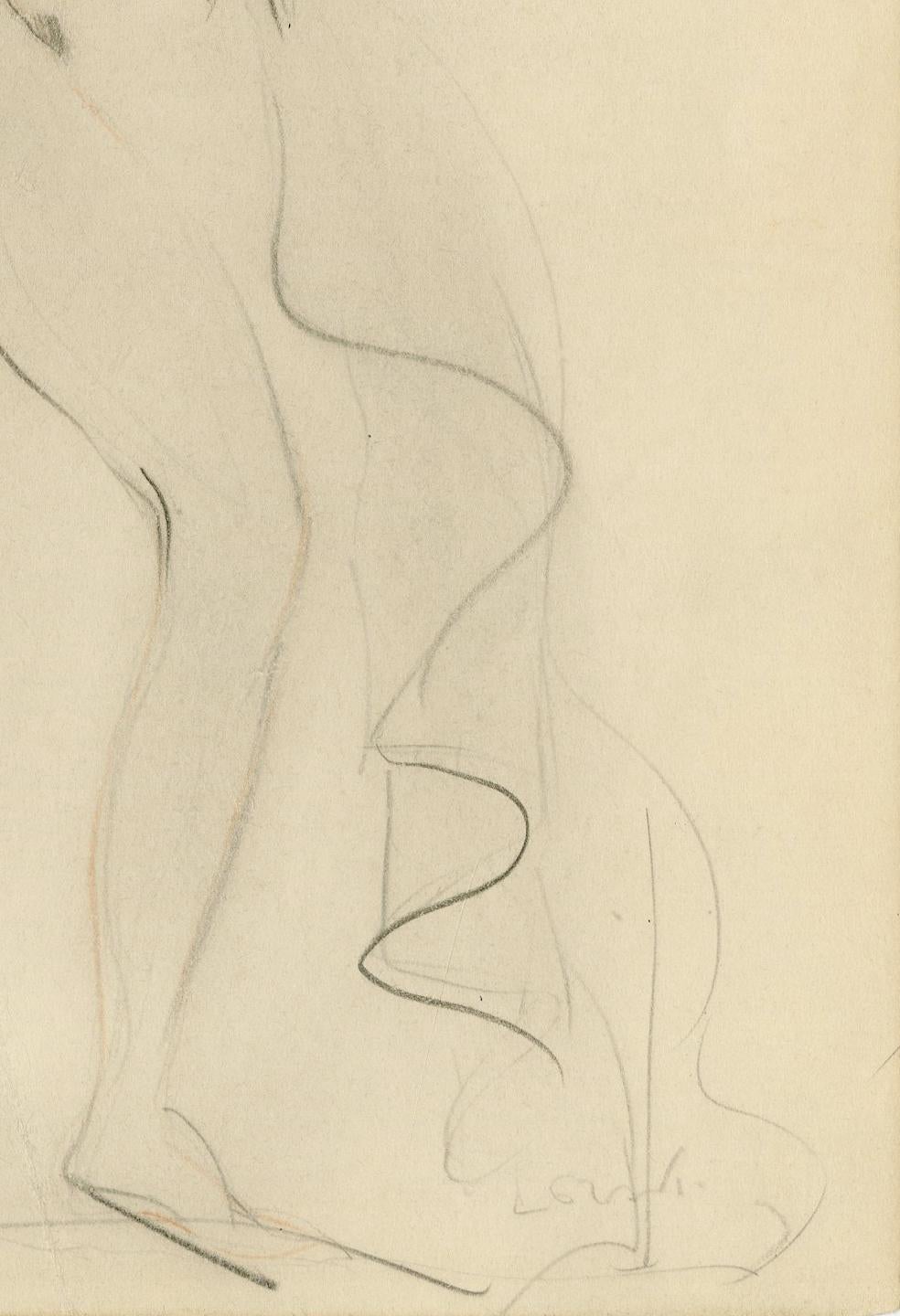 Untitled (Standing Female Nude)
Graphite on paper, c. 1930
Signed bottom right: Lorski (see photo)
Sheet size: 9 5/16 x 5 13/16 inches
From a sketchbook created while the artist was working in Paris
Condition: Good
Thin spots verso from previous
