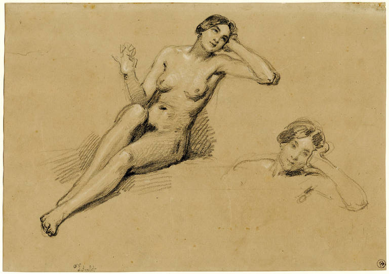 Seated Female Nude (two studies) - Art by Pierre Saint-Ange Poterlet