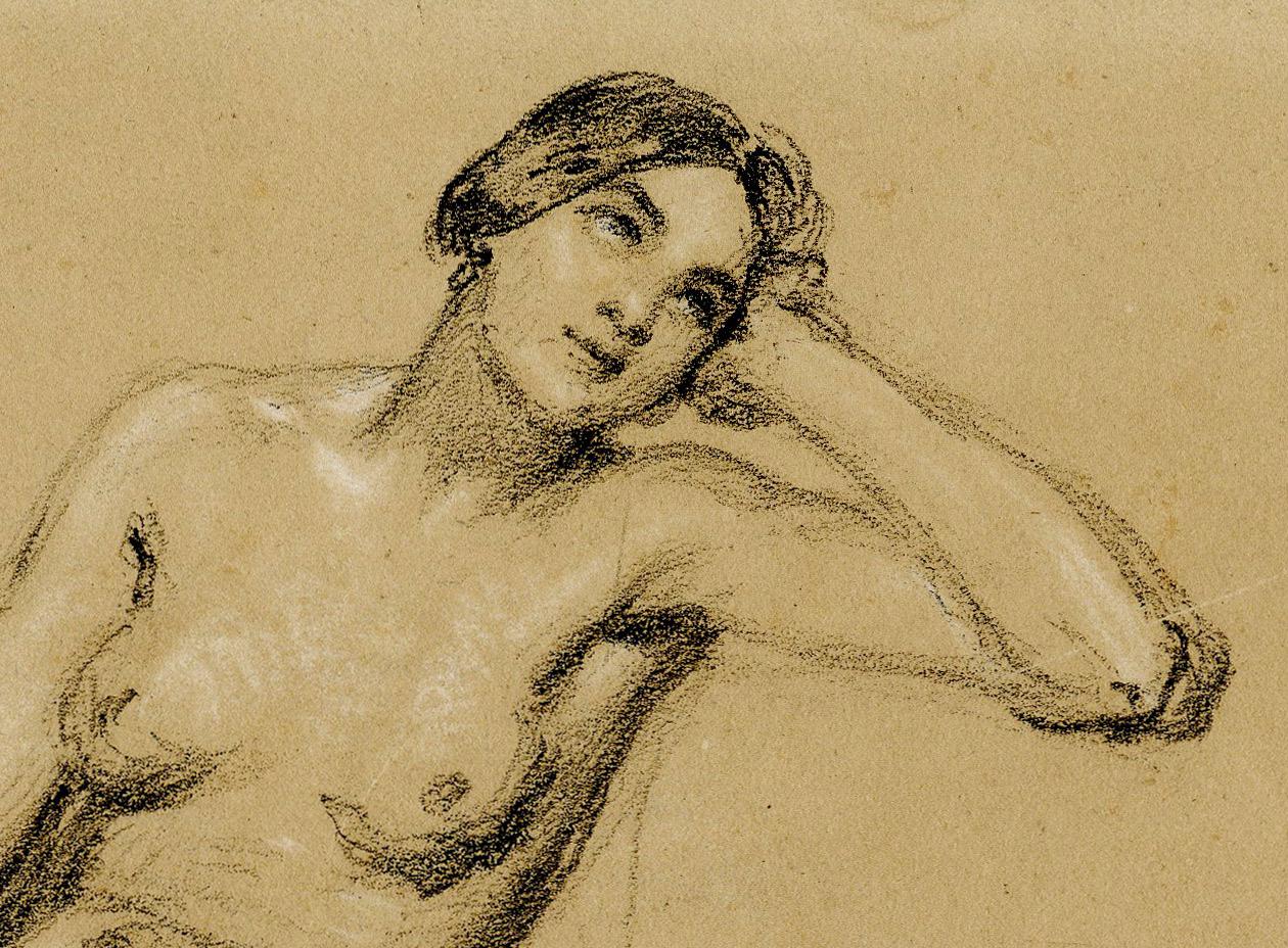 Seated Female Nude (two studies) - Romantic Art by Pierre Saint-Ange Poterlet