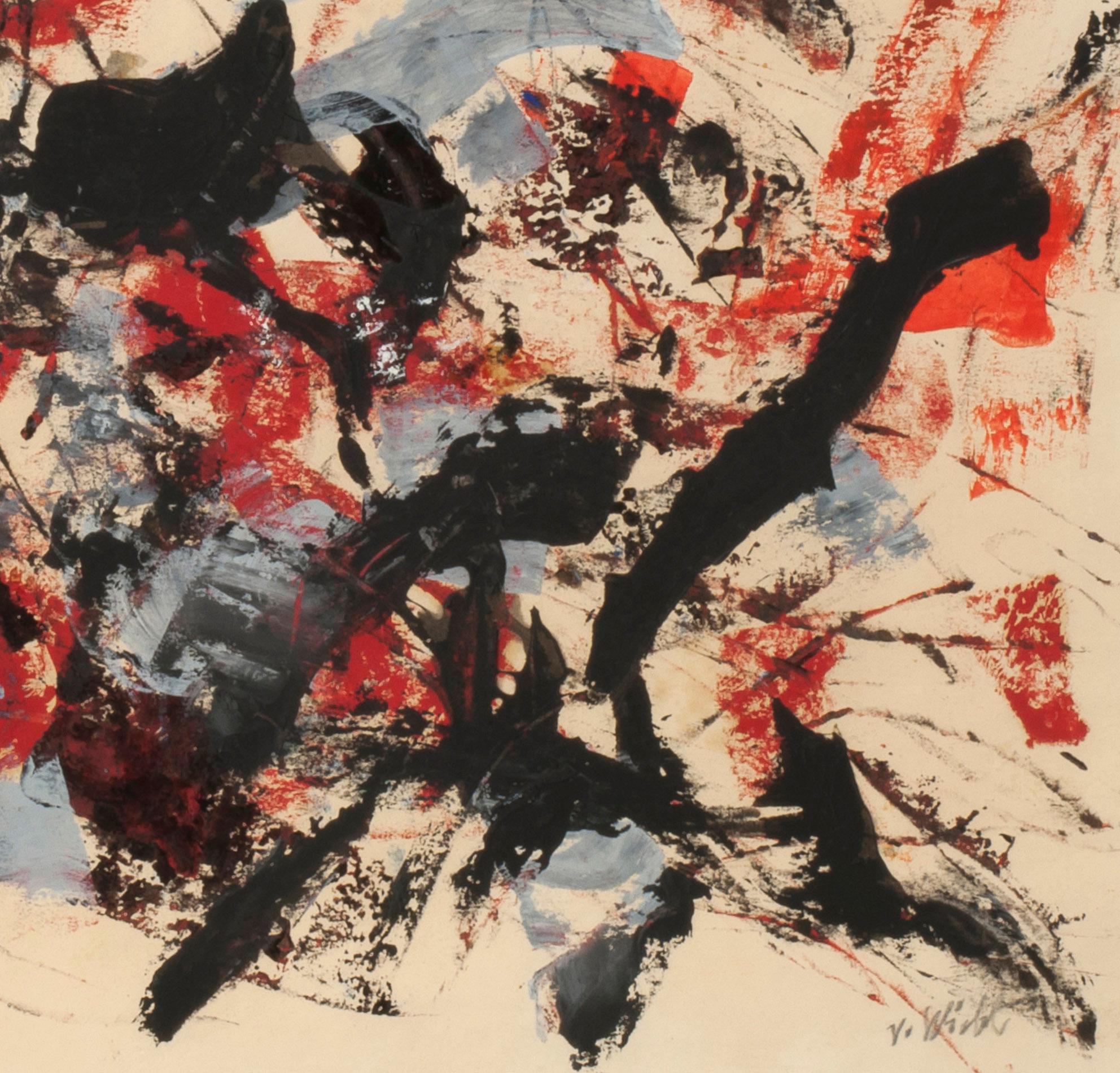 Untitled Abstraction - Beige Abstract Drawing by John von Wicht