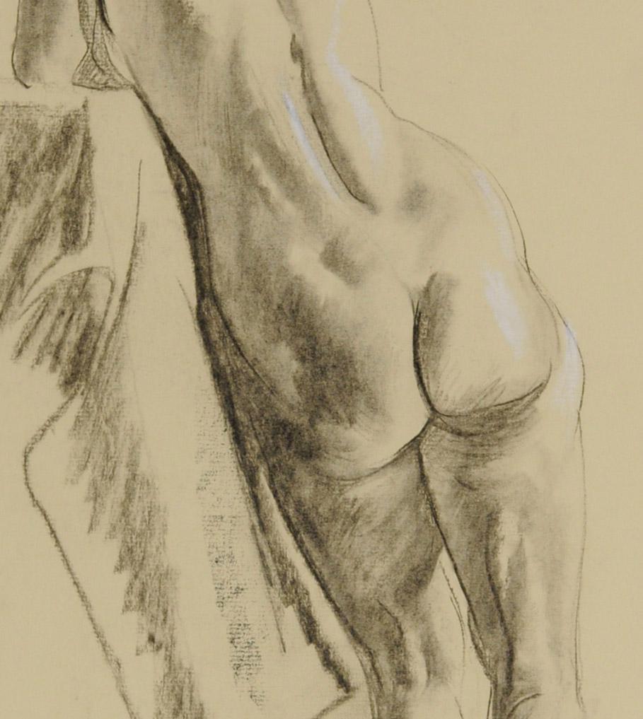 Untitled Female Nude Study
Charcoal with white highlights on laid watermarked paper, 1948
Signed and monogrammed in pencil by the artist lower left
dated verso: 6 Aug 1948 on reverse
Provenance:  By descent to her niece, Lynn Prasse Bittel
