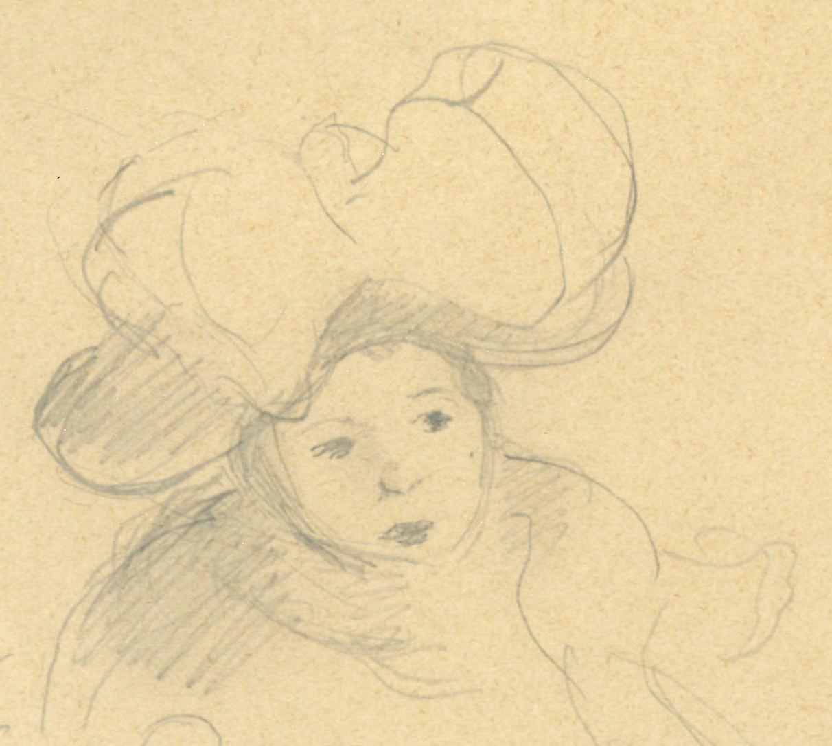 Modelle au Chapeau oder Kind mit großem Hut – Art von Berthe Morisot