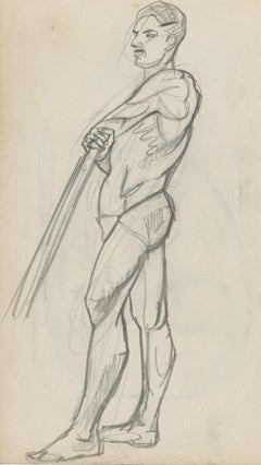 Tête d'une femme déco (recto)   Modèle masculin debout (verso)