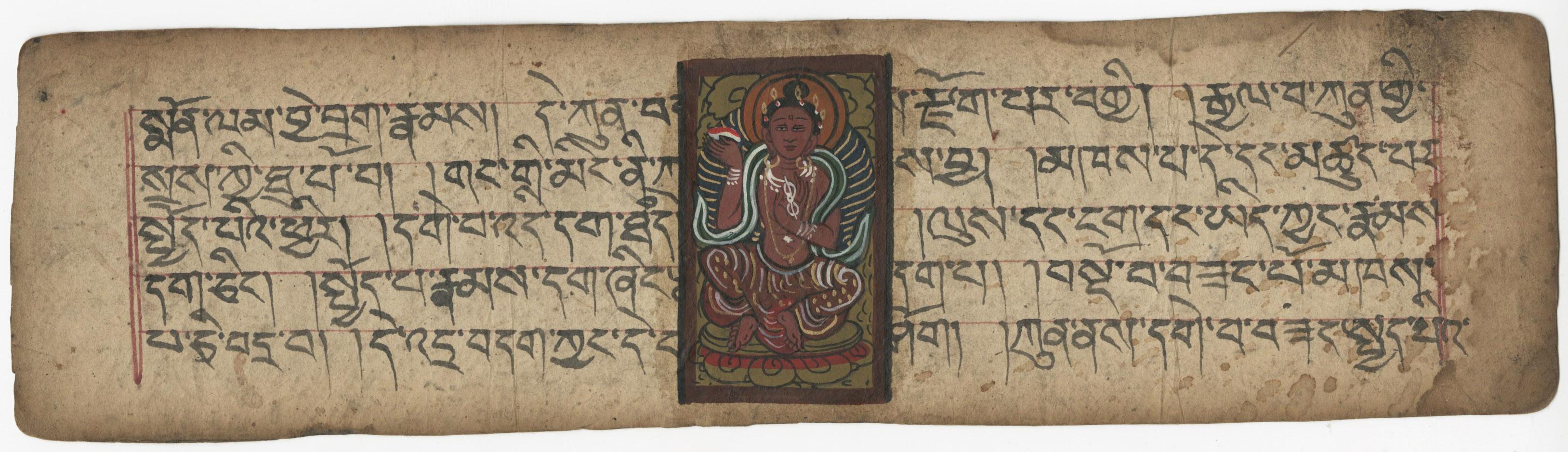 Dharma Prayer Buch Manuscript Folio – Art von Unknown Tibetan