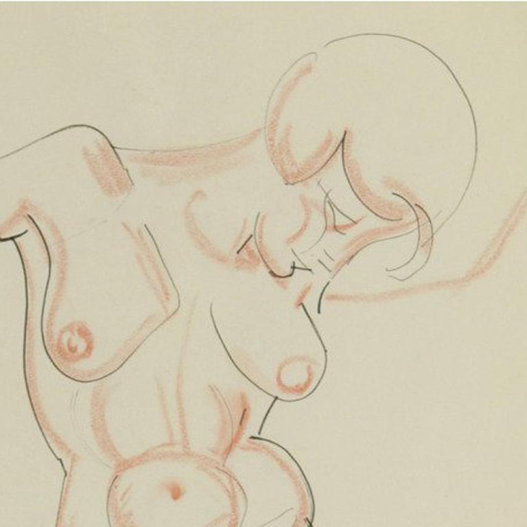 Nude
Matchstick and ink drawing heightened with conte crayon
c. 1925
Signed with the Estate Stamp 