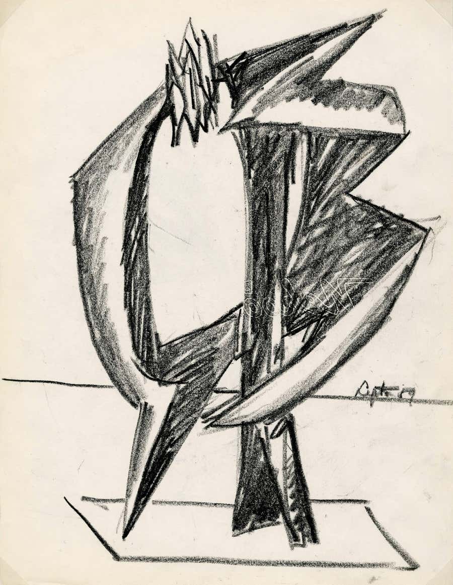 Preliminary drawing for a sculpture