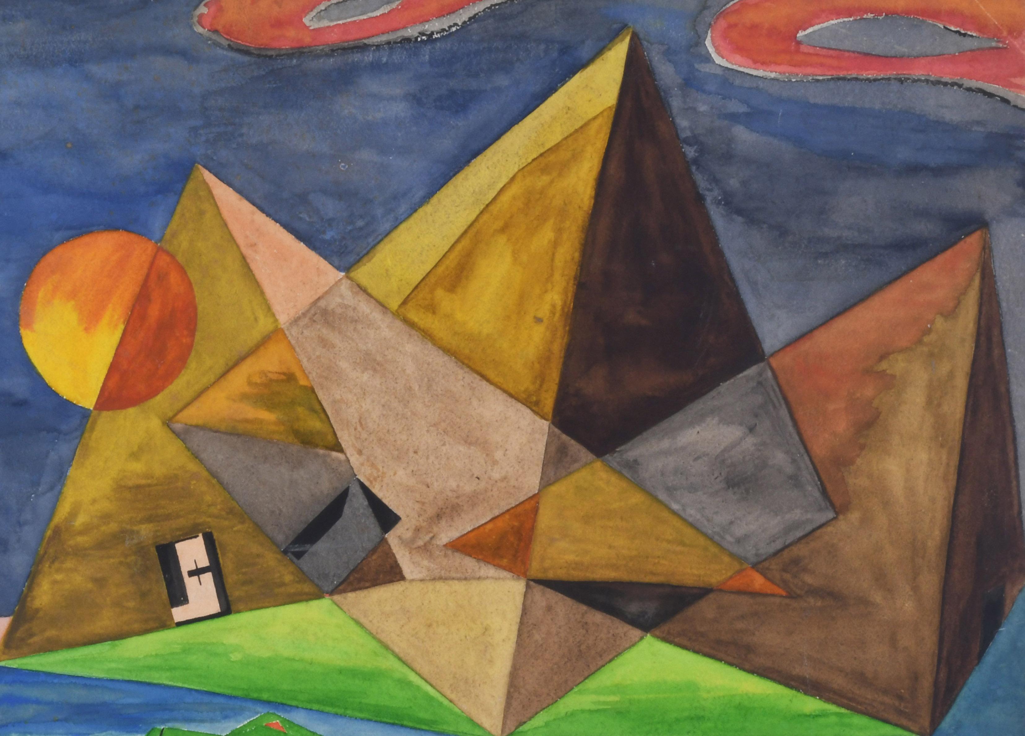 Untitled (Surrealist rendering of Pyramids at Giza with alligator) For Sale 3