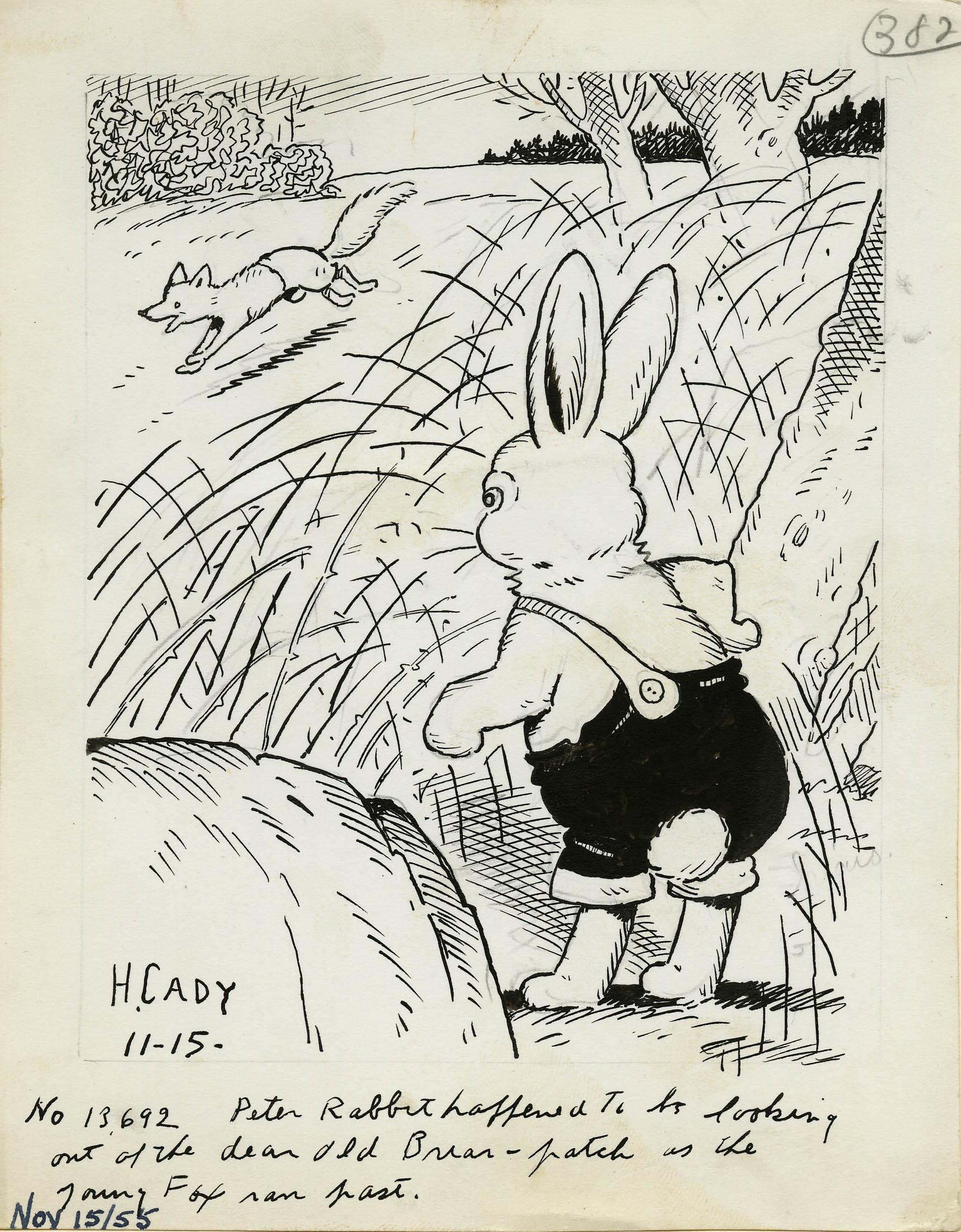 Harrison Cady Animal Art – Peters Kaninchen schaute zufällig aus dem alten Briar-Patch, als der junge