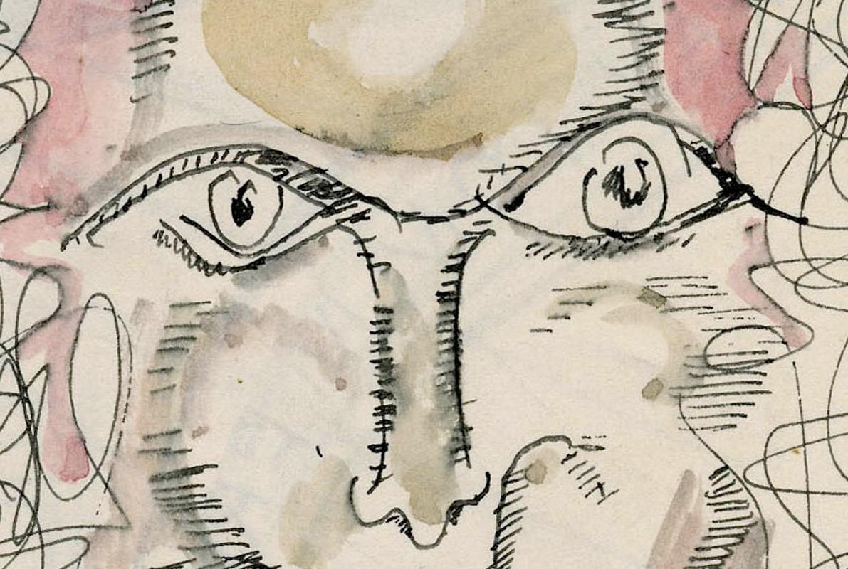 Fille et chat à poil dur
Plume et encre avec aquarelle, c. C. 1930
Signé avec le cachet de la succession 