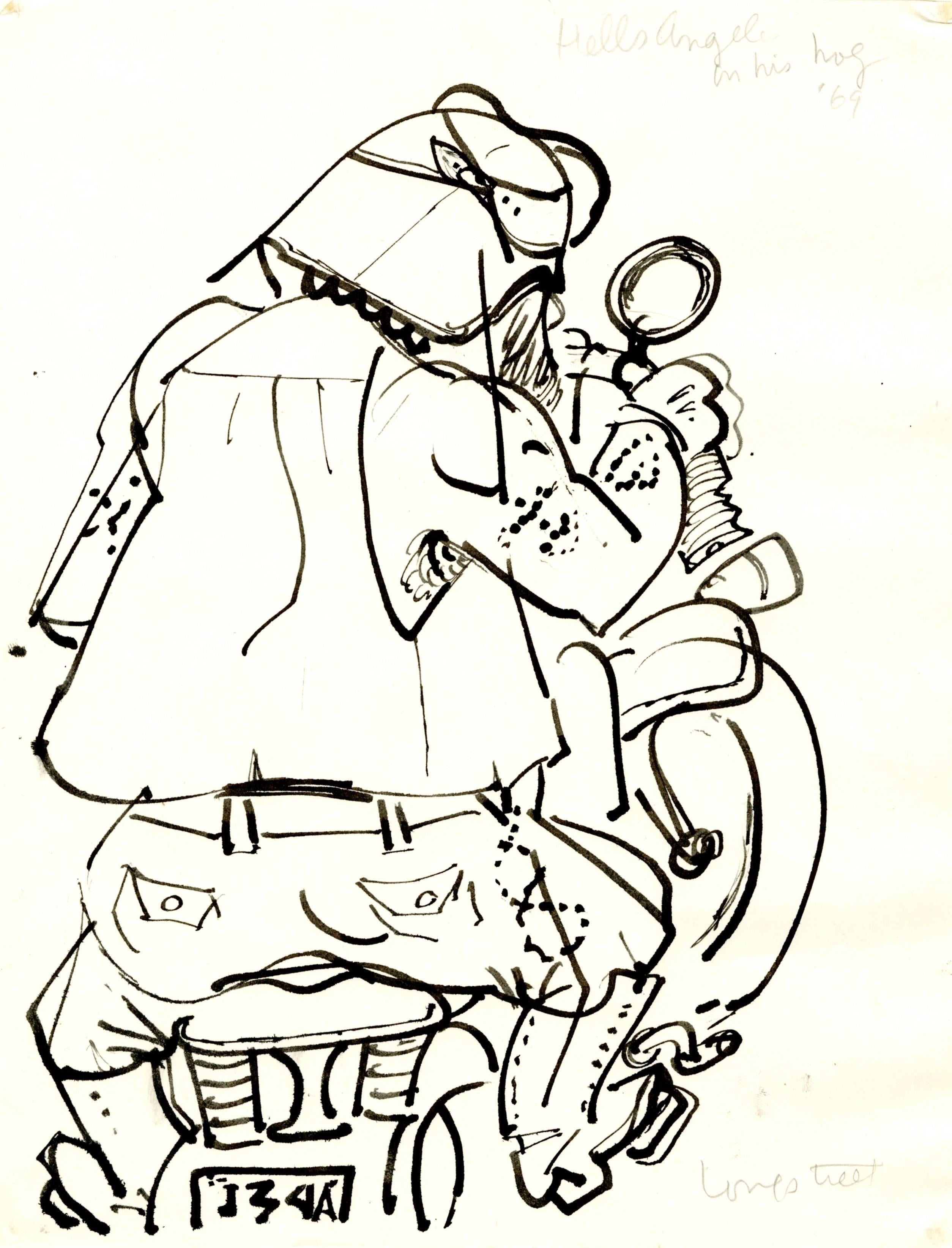 Stephen Longstreet Figurative Art – Hells Angel auf seinem Hog