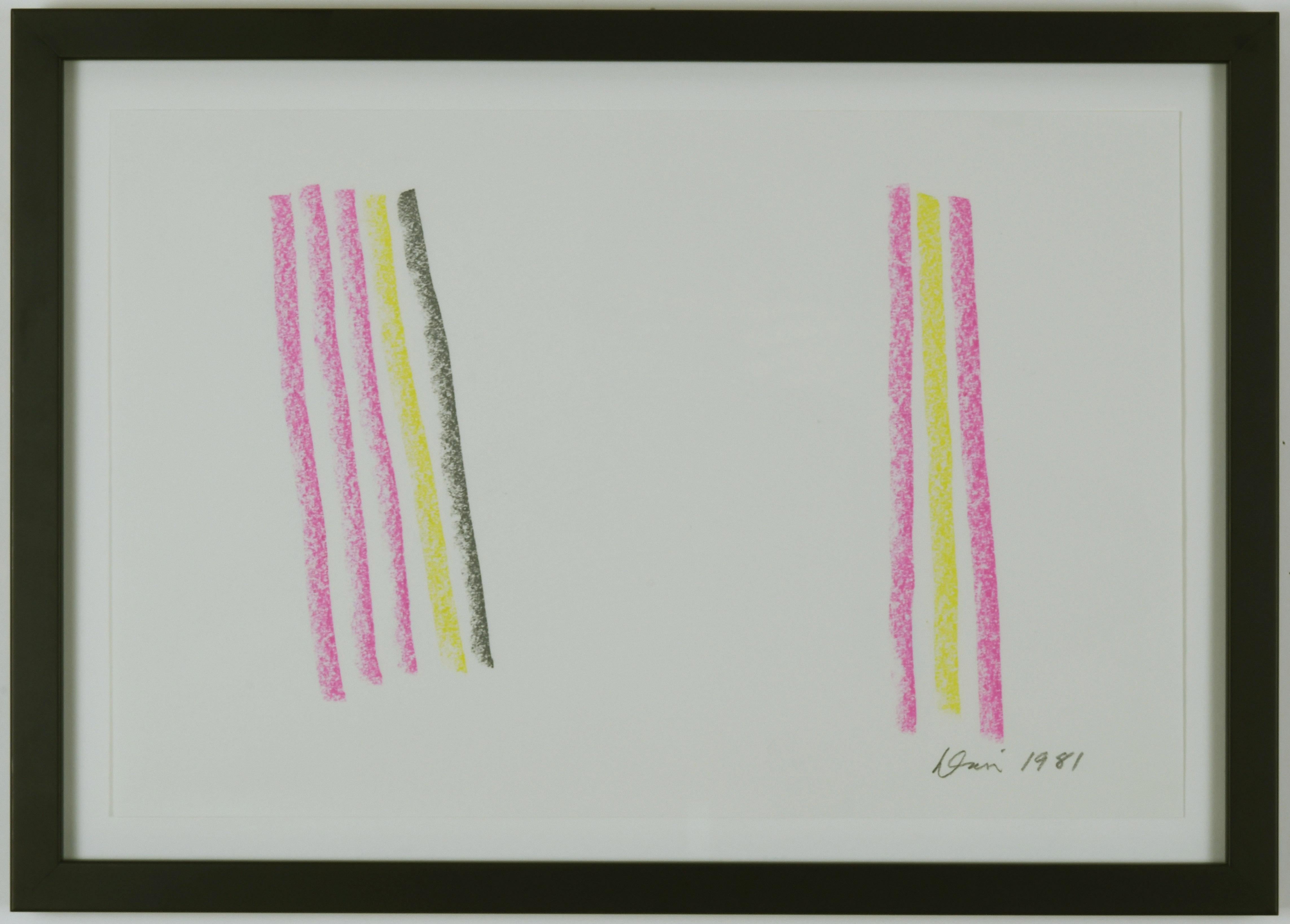Abstract Drawing di Gene Davis - Senza titolo (Giallo, grigio e rosa)