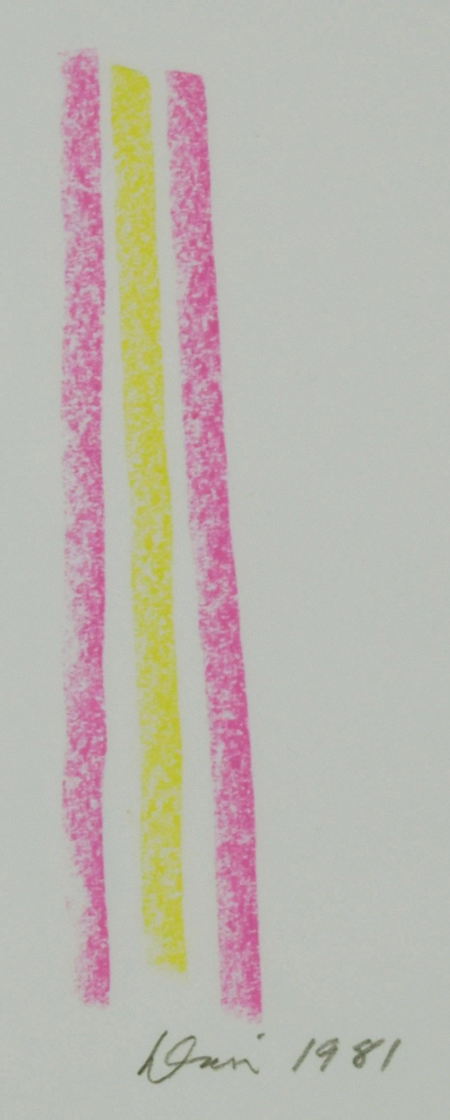 Senza titolo (Giallo, grigio e rosa) - Art Astratto di Gene Davis