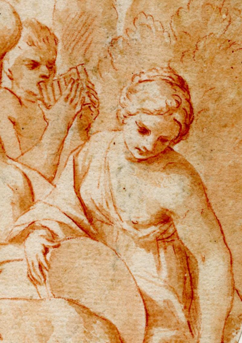 L'allattamento di Giove Bambino dalla capra Amaltheia (La nascita di Giove) - Figurative Art Arancia di Luigi Quaini