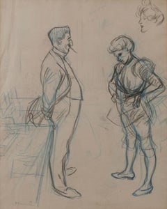 Double sided crayon drawing in colors: Study for "The Shoe" (recto)