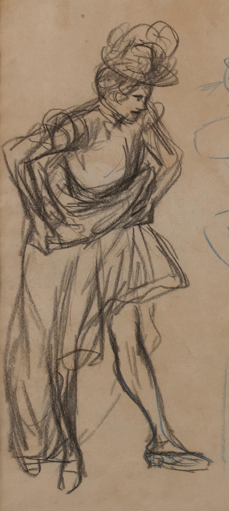 Double sided crayon drawing in colors: Study for 
