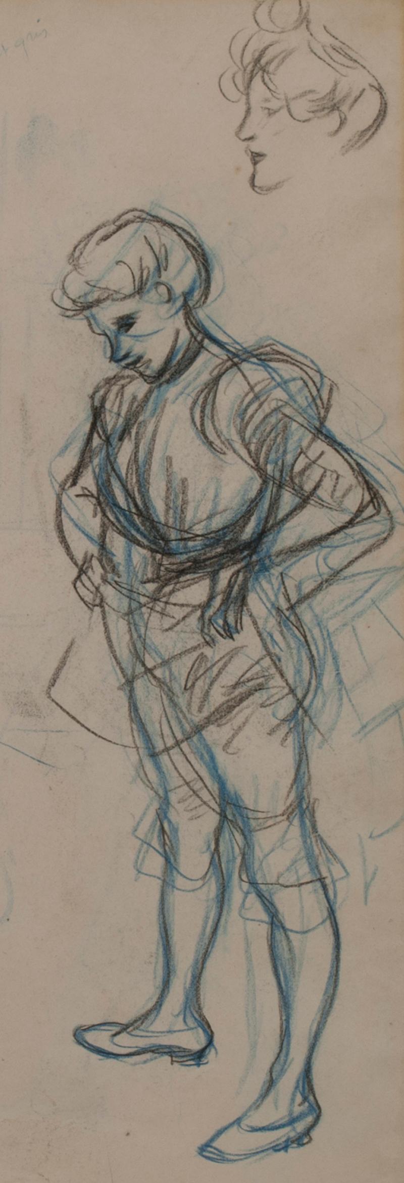 Double sided crayon drawing in colors: Study for 