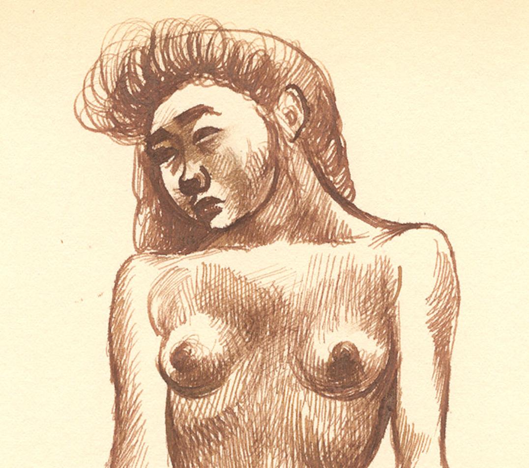 Standing Female Nude - American Realist Art by Aaron Bohrod