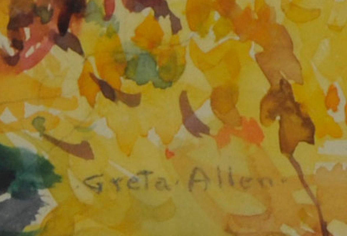 senza titolo (Paesaggio autunnale del Maine di fronte al monte Desert) - Landscape Art Marrone di Greta Allen