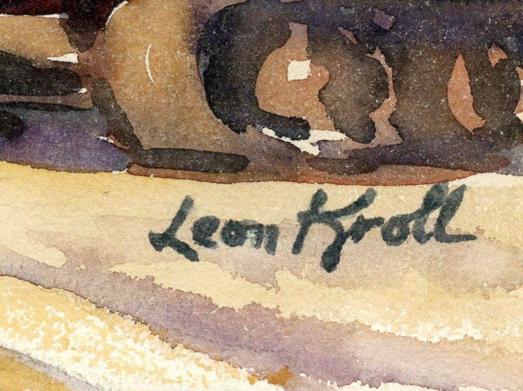 Bâtir New York - Beige Landscape Art par Leon Kroll