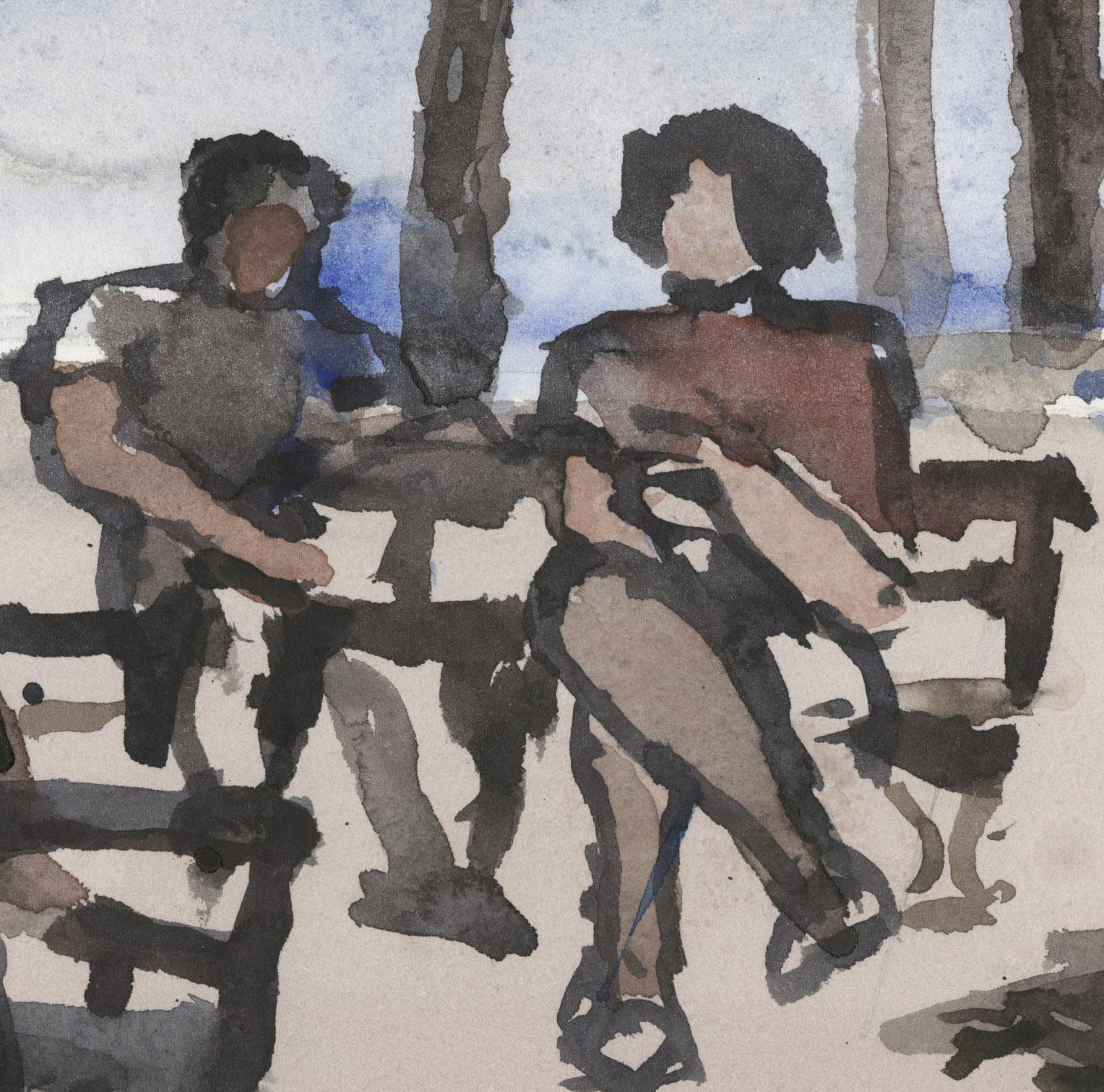 Ohne Titel (Figuren in einem Park) (Abstrakter Expressionismus), Art, von Lester Johnson