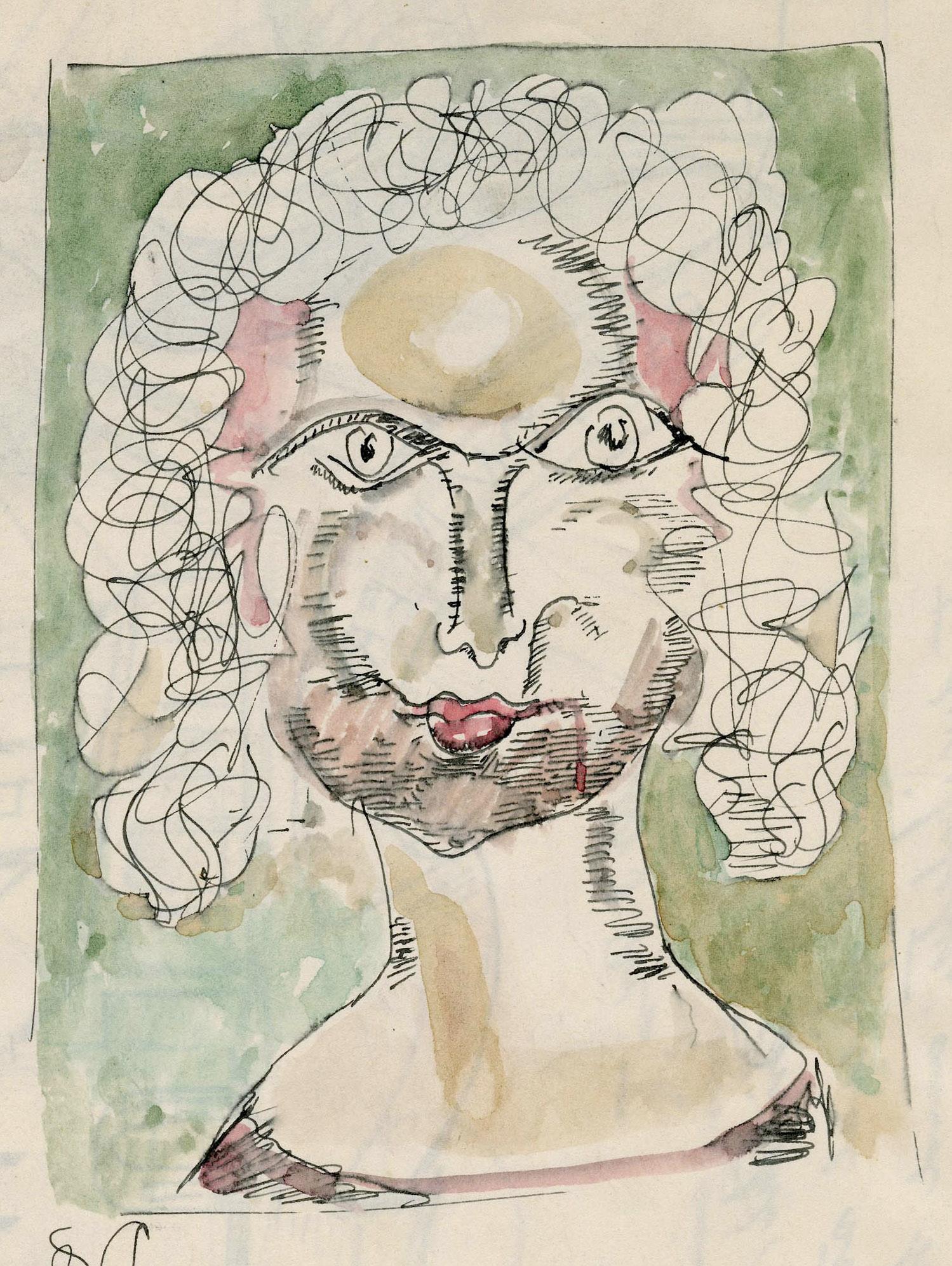 Wire Haired Girl and Cat - Art by William Sommer