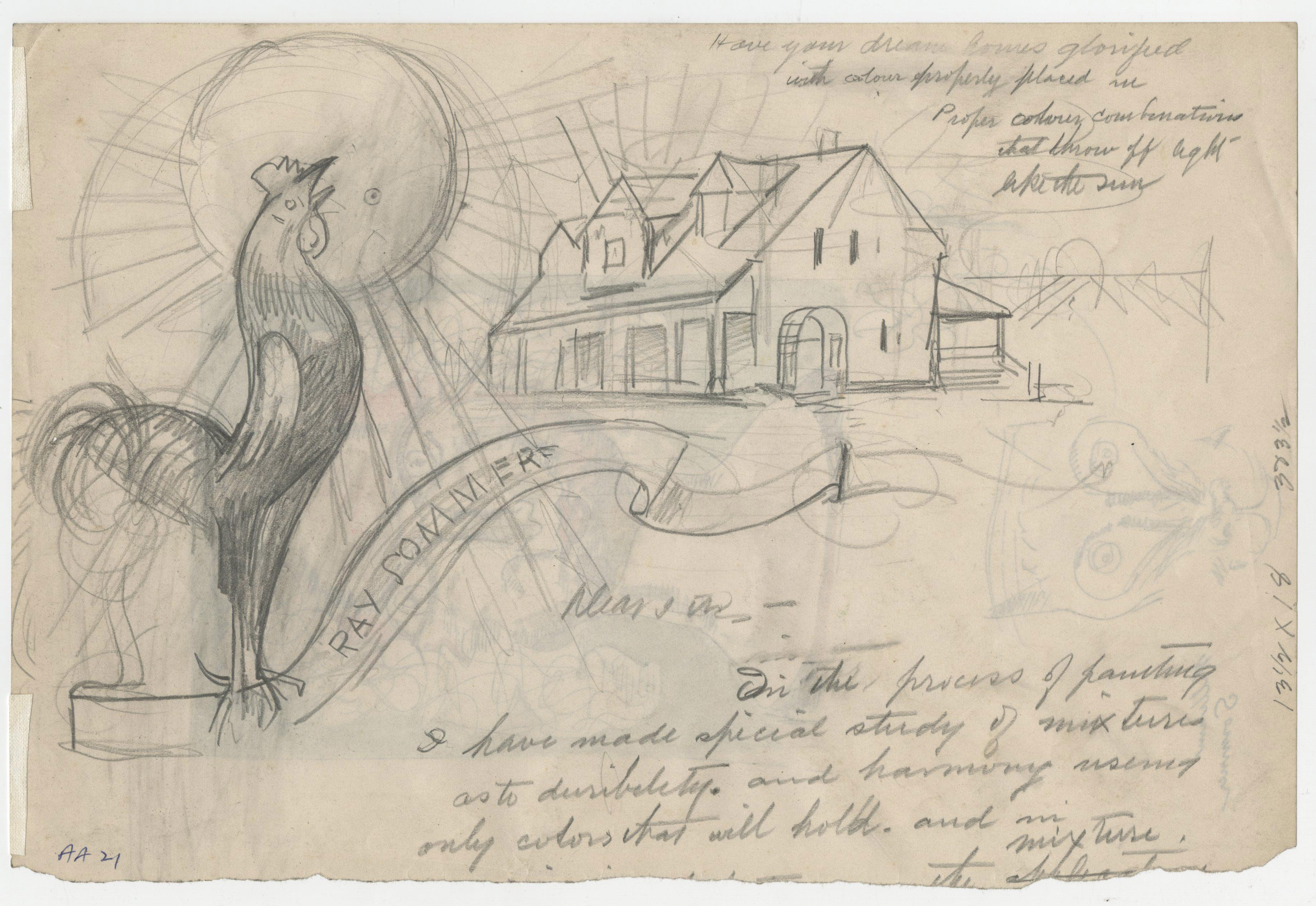 Wire Haired Girl and Cat
Pen and ink with watercolor, c. 1930
Signed with the Estate stamp 