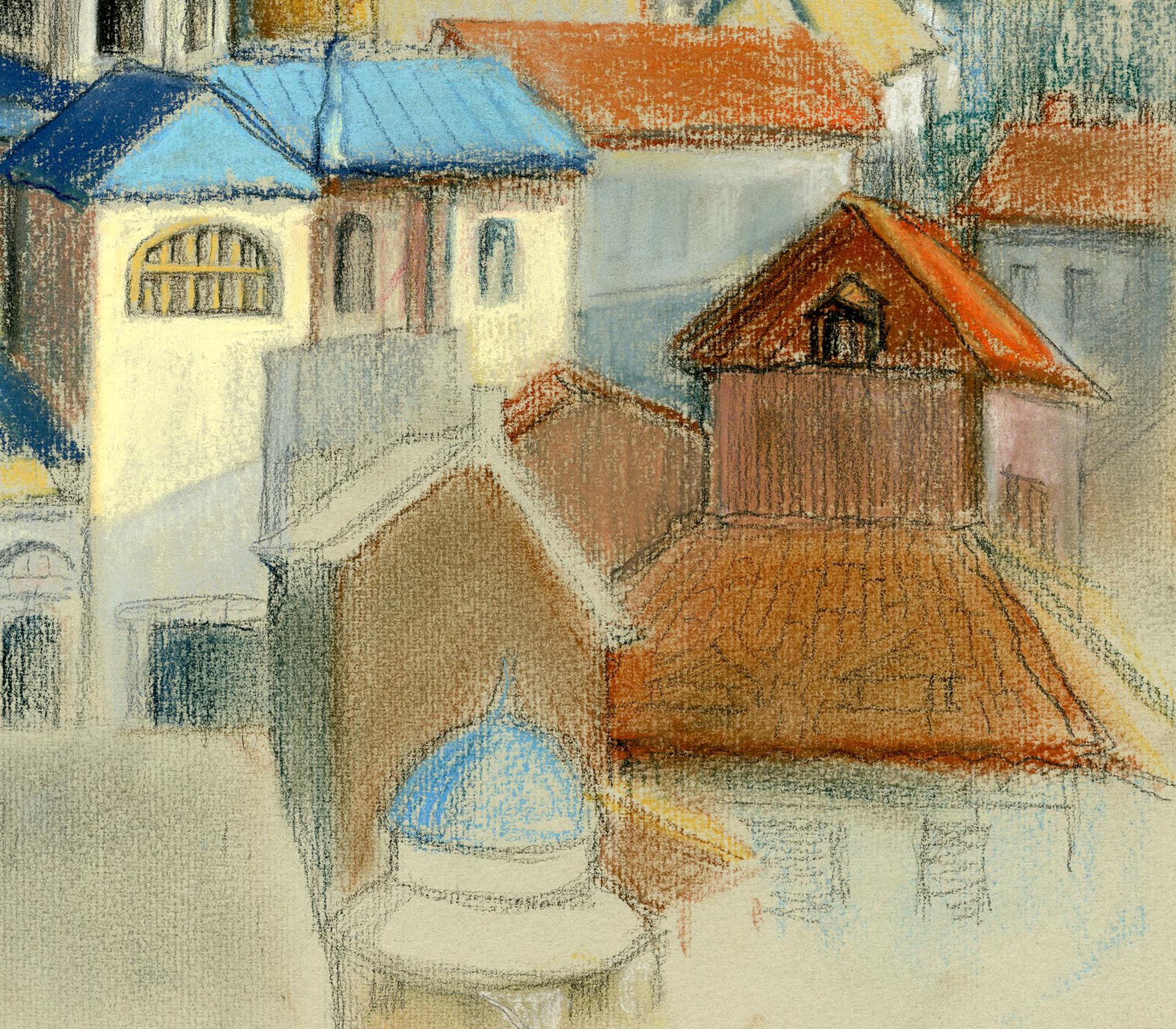 Paysage urbain italien - Art de Victoria Hutson Huntley