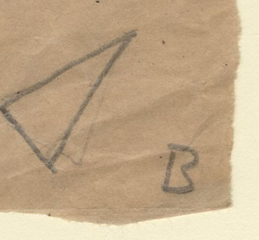 Non-Objective Drawing (Double sided composition) - Beige Abstract Drawing by Rudolf Bauer