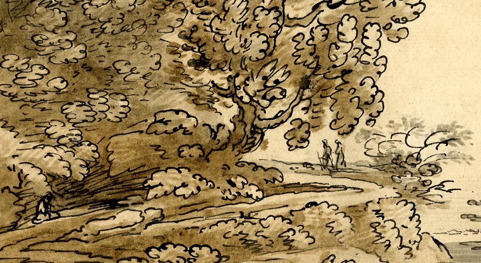 Paesaggio con figure nella campagna inglese - Art di Jean Baptiste Claude Chatelain