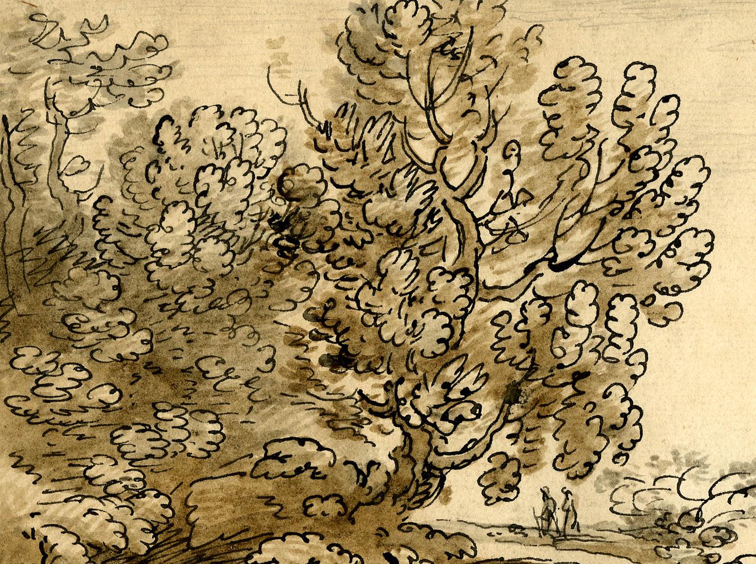 Paesaggio con figure nella campagna inglese - Landscape Art Beige di Jean Baptiste Claude Chatelain