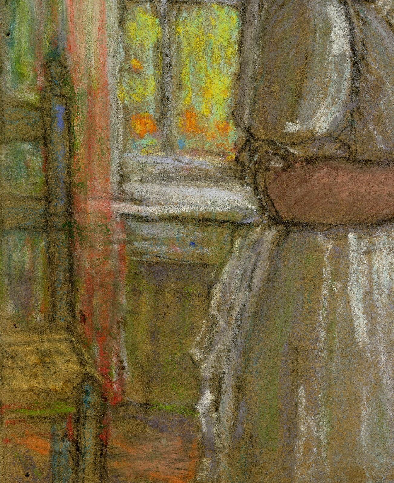 Senza titolo (Donna vicino alle finestre)
Senza segno.
Pastello su tavola, 1915 circa
Creato mentre l'artista si trovava a Giverny, in Francia
Provenienza:
Dono dell'artista a sua moglie, Mary Hess Buehr
da Descent alla nipote dell'artista, figlia