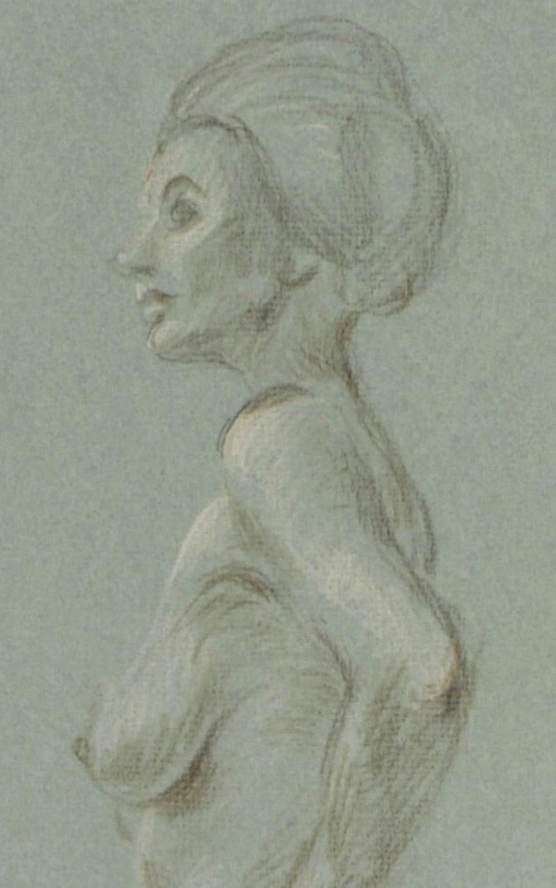 Standender weiblicher Akt im Profil, Hand auf der Hüfte – Art von Paul Cadmus
