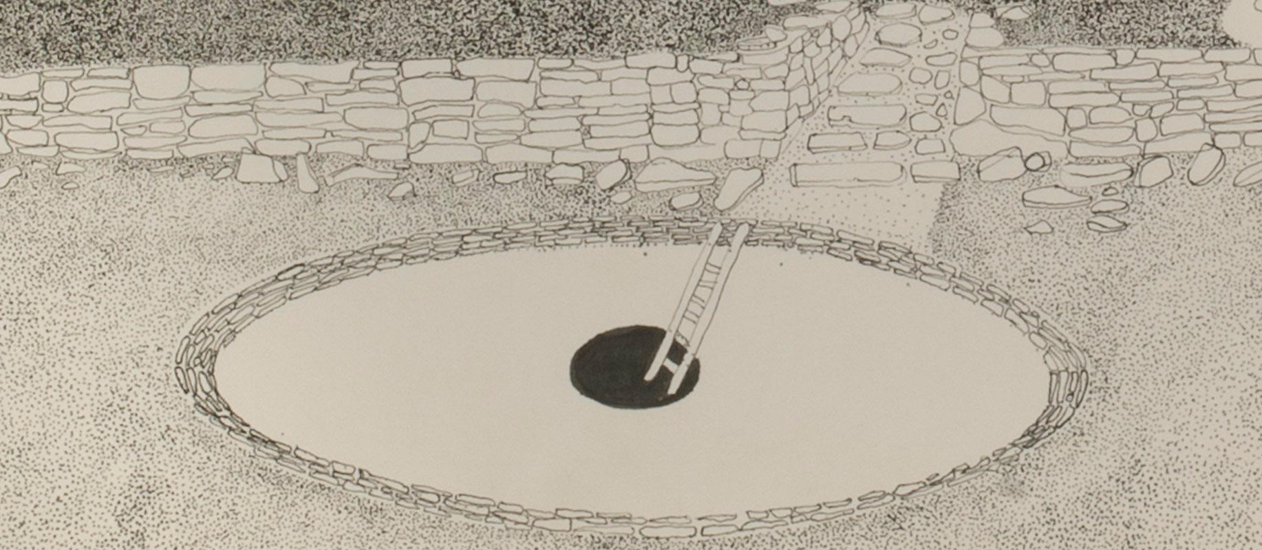 untitled (Pueblo) - Beige Landscape Art by Virginia Dehn