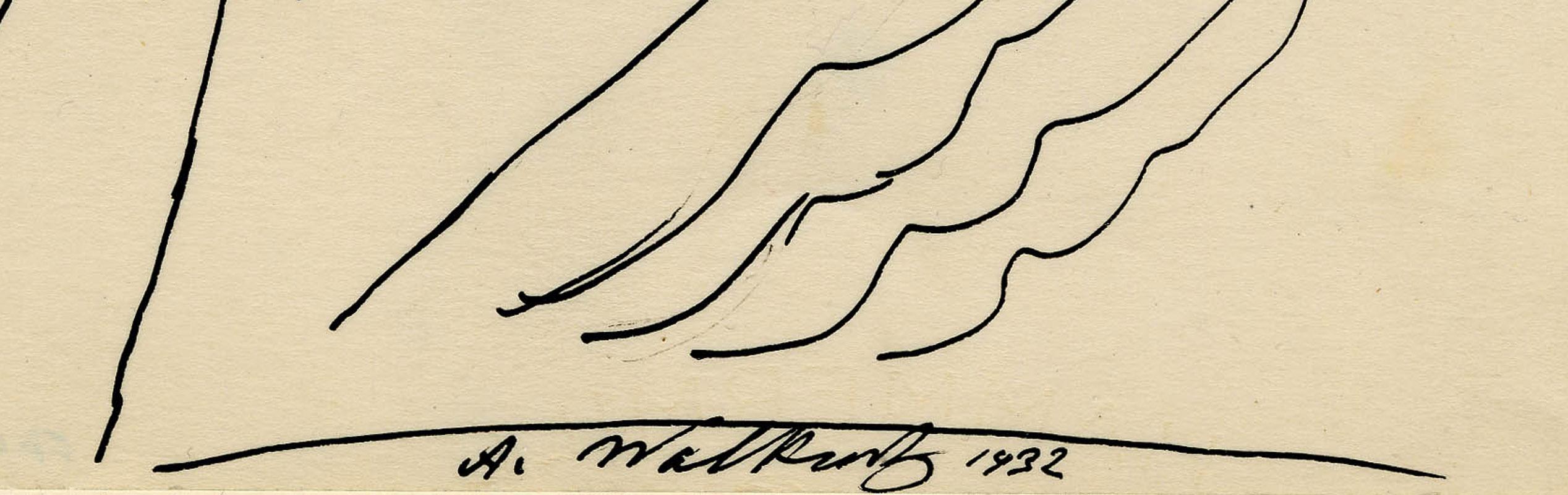 Abstraktion (Beige), Abstract Drawing, von Abraham Walkowitz