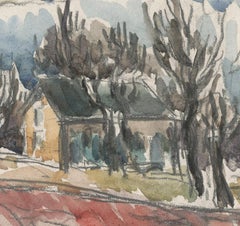 Landscape with buildings and trees