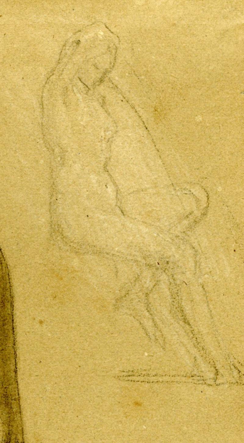 Estudio de una mujer sentada y dos estudios más pequeños de la misma - Art Académico de Henirich Schwemminger