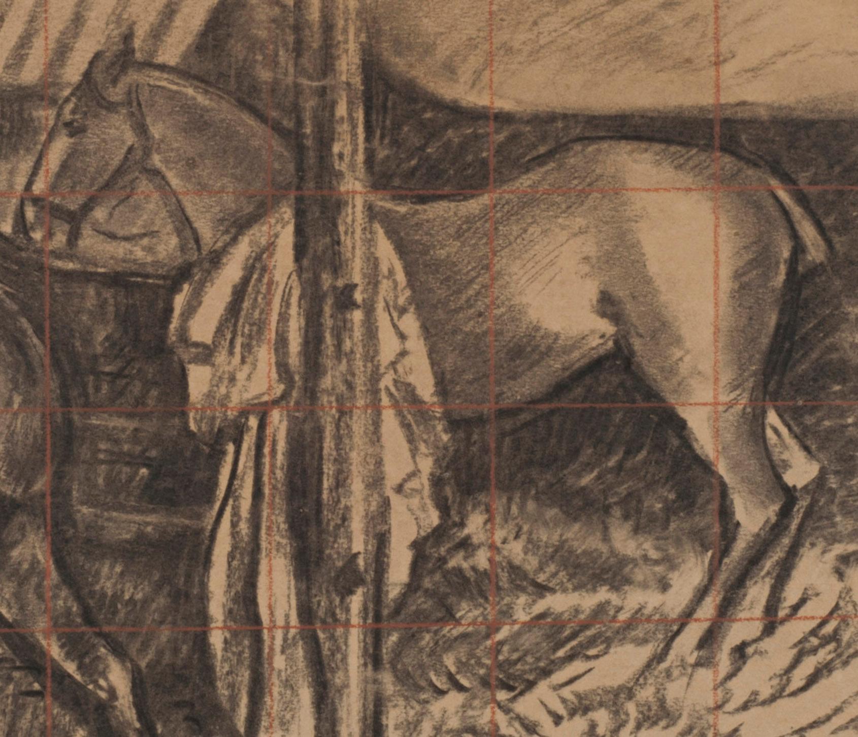 Horses in Stable-Pferden – Art von Georges Lemmen