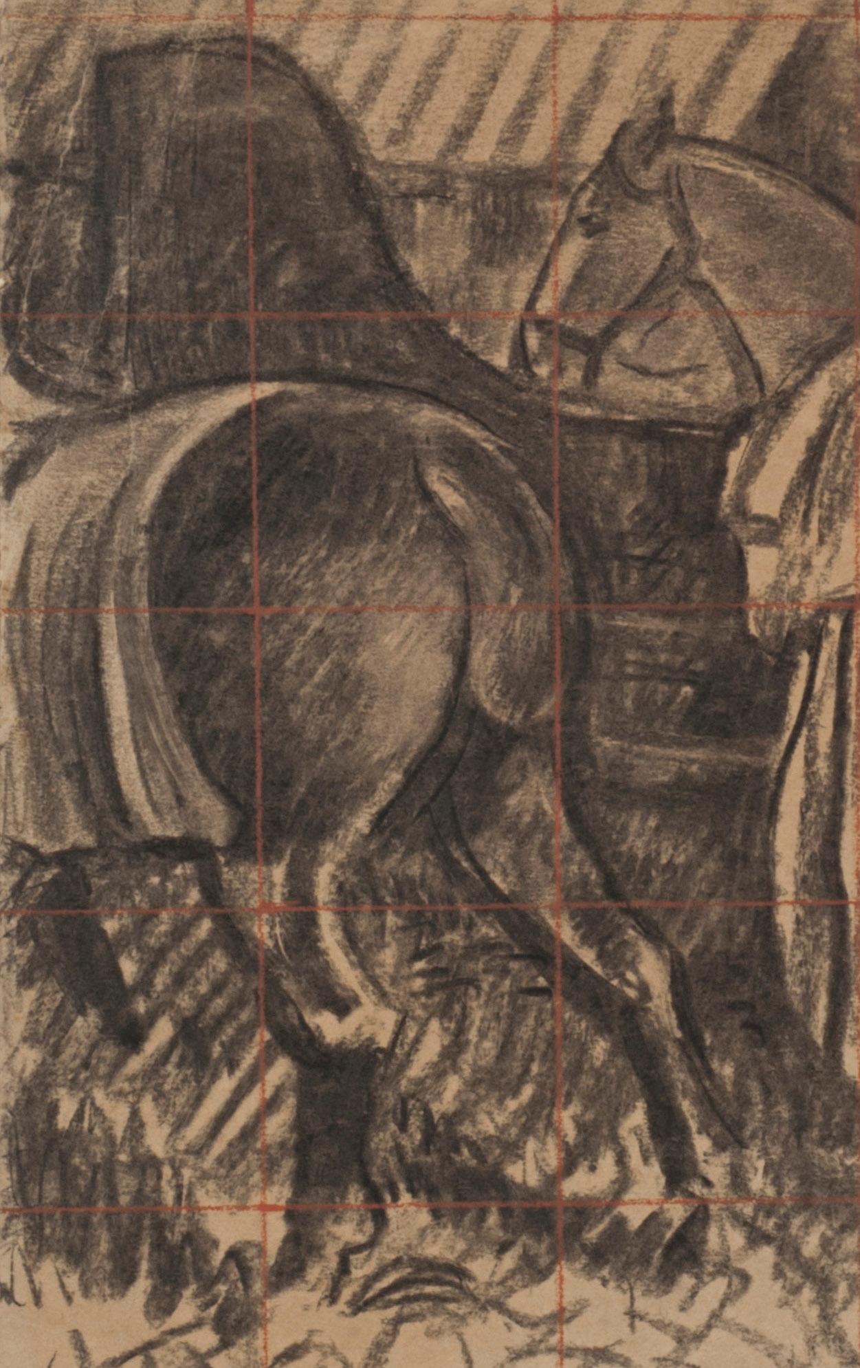 Horses in Stable-Pferden (Impressionismus), Art, von Georges Lemmen